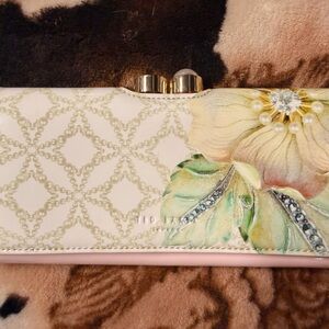 Ted Baker White and Cream Floral Clutch